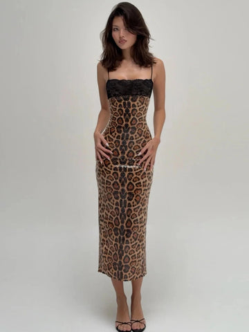 Heat Check Leopard Lace Dress – Cocoa Brown