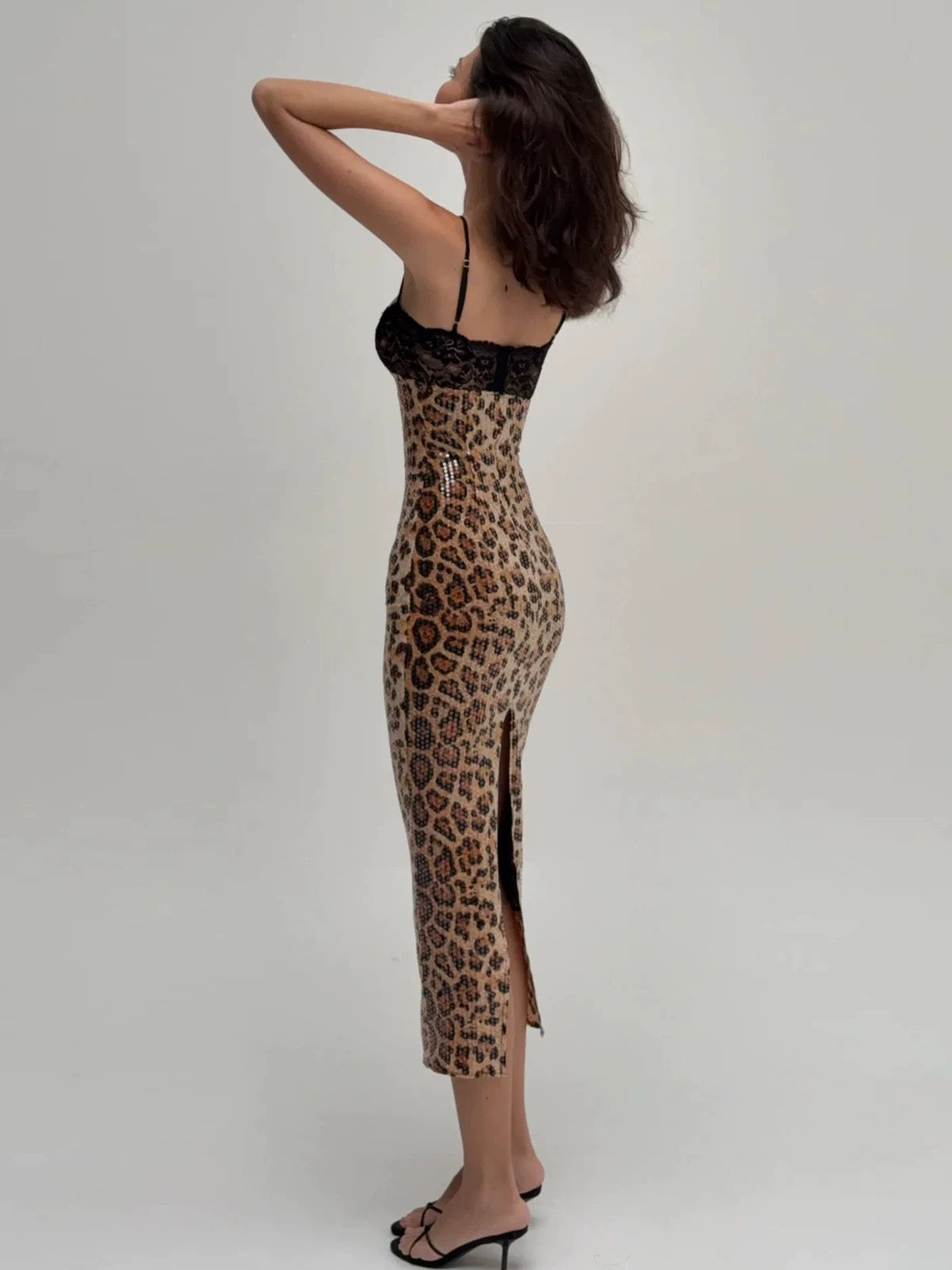 Heat Check Leopard Lace Dress – Cocoa Brown