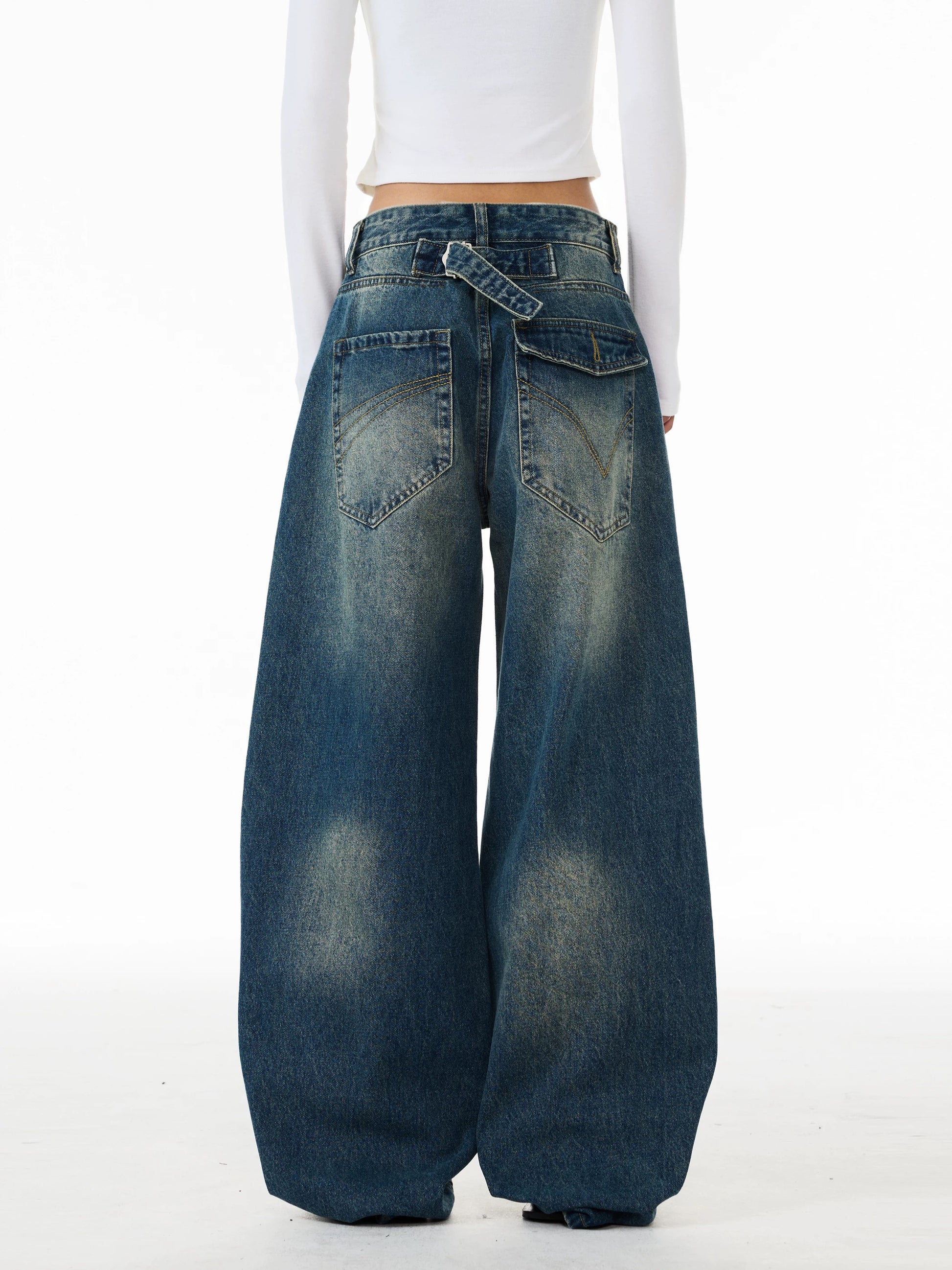 Brick Lane Wide-leg Rhinestone Jeans - Blue