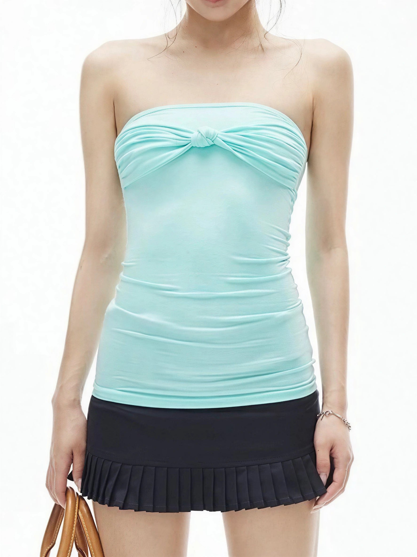 Brick Lane Skimming Bow Tube Top - Blue