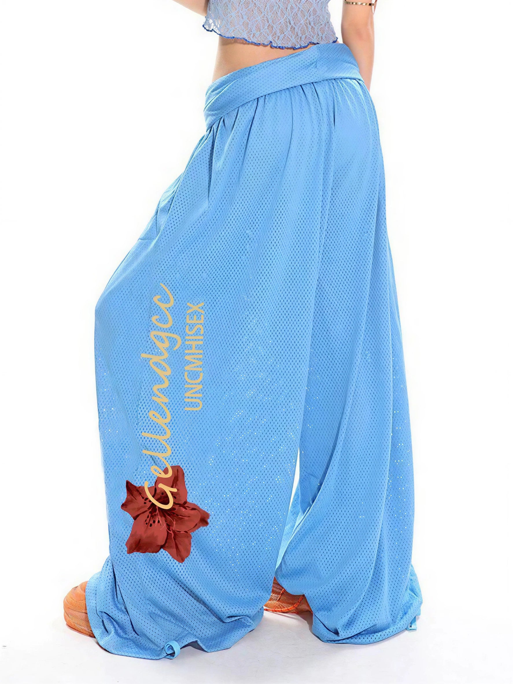 Brick Lane Wide-leg Embroidered Pants - Blue