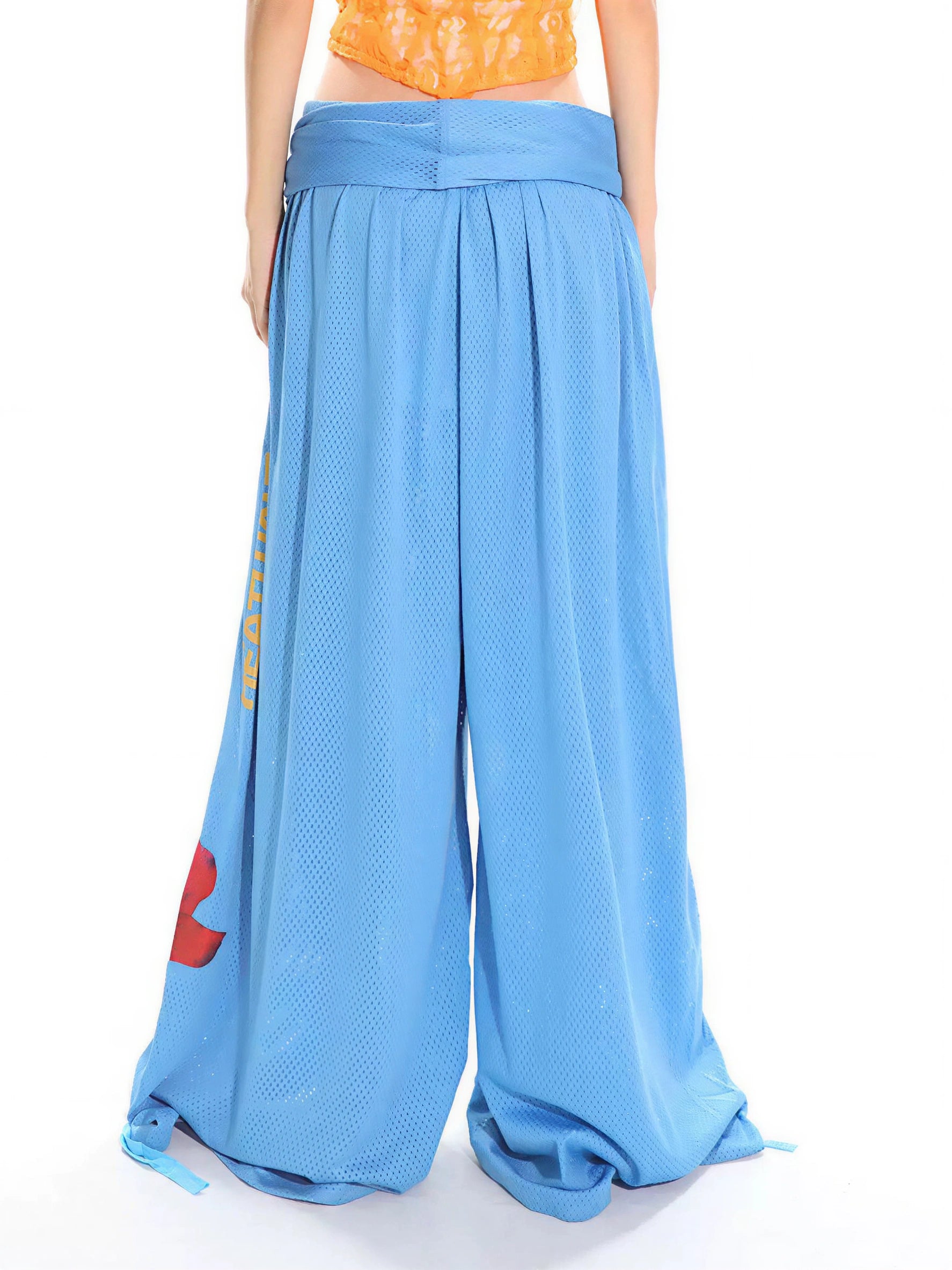 Brick Lane Wide-leg Embroidered Pants - Blue