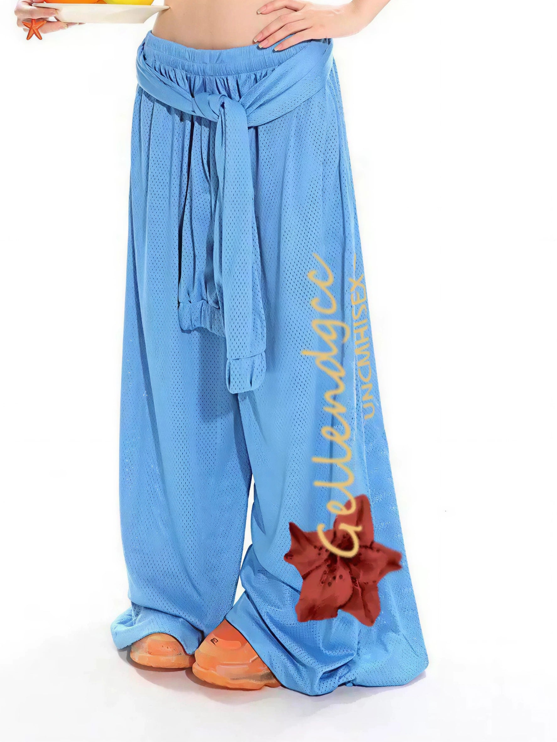 Brick Lane Wide-leg Embroidered Pants - Blue