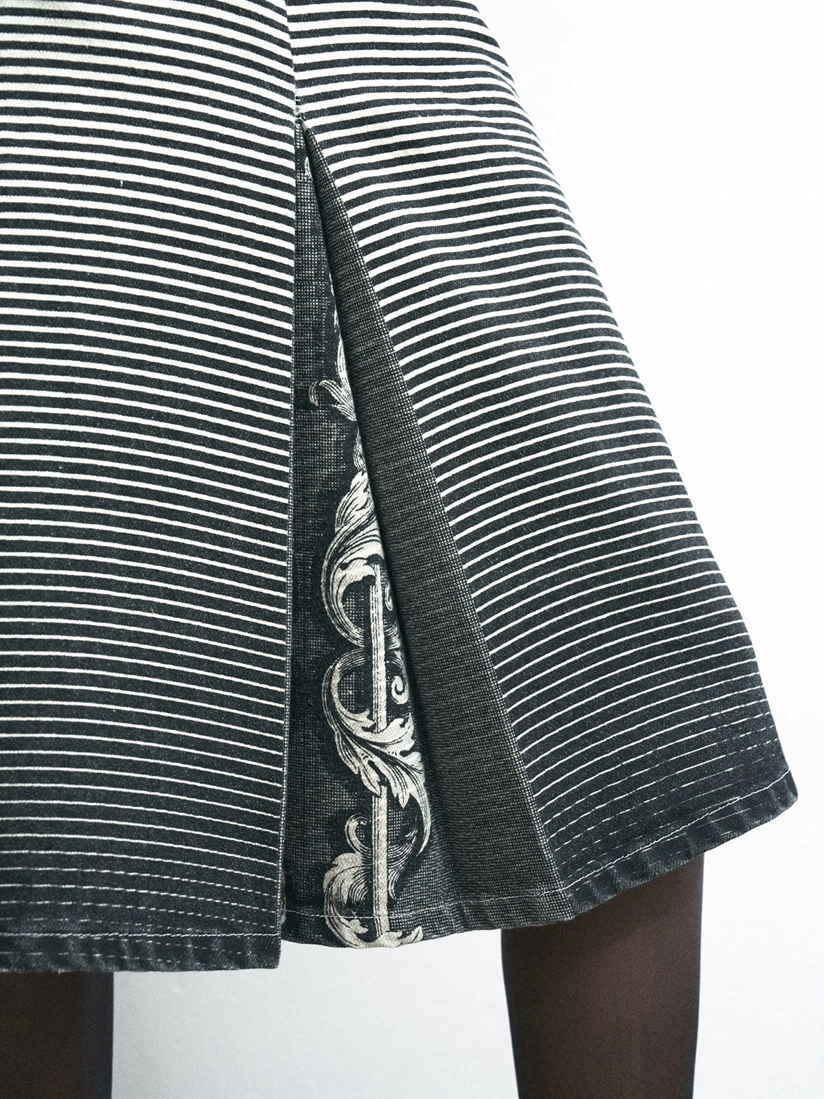 Brick Lane A-line Stripe Shorts- Black