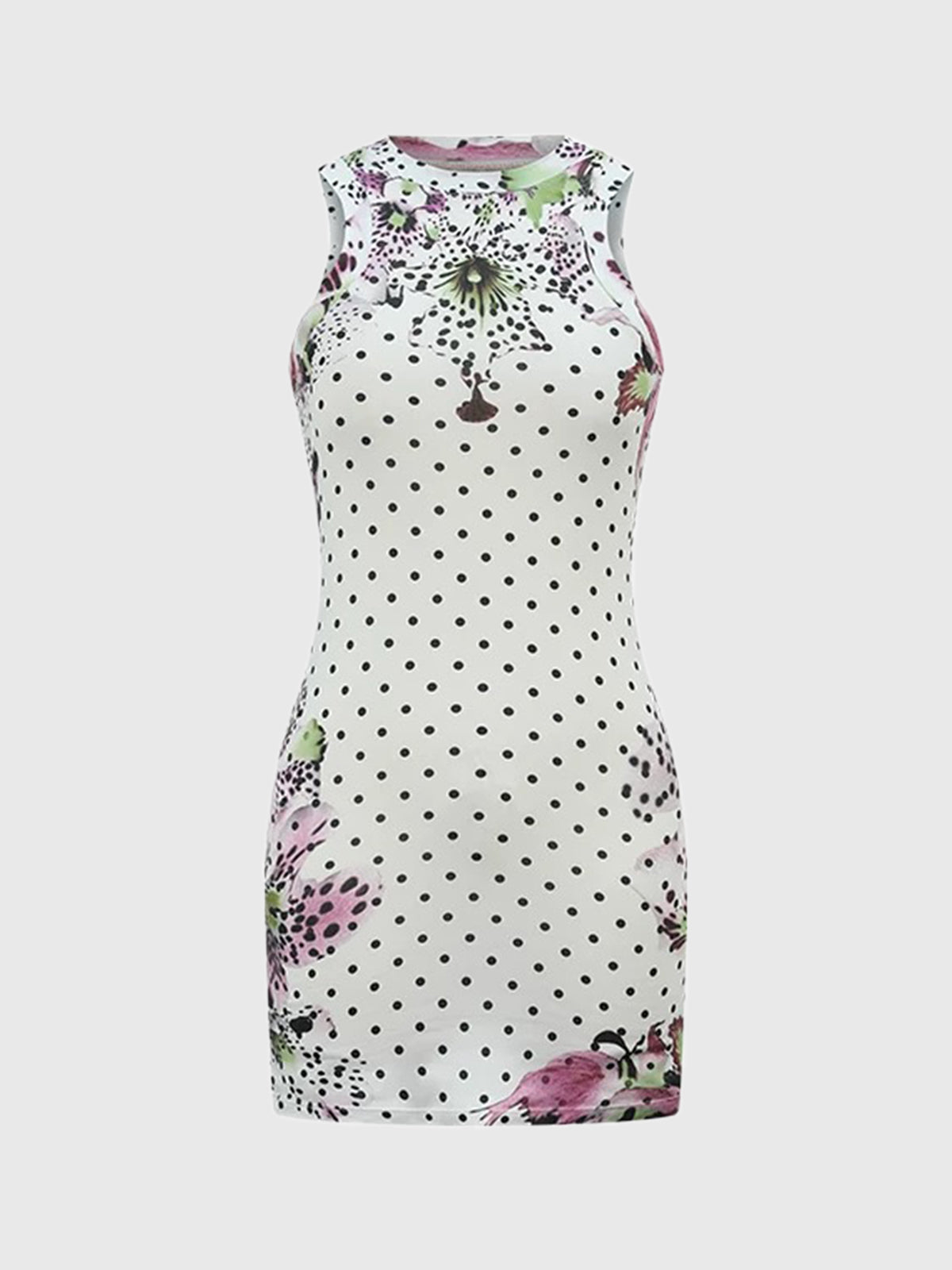 Brick Lane Skimming Print Halter Dress - White