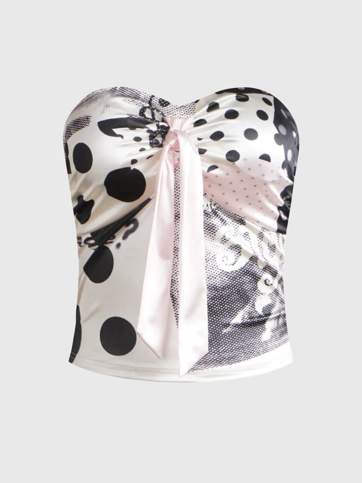 Brick Lane Skimming Dot Tube Top - White