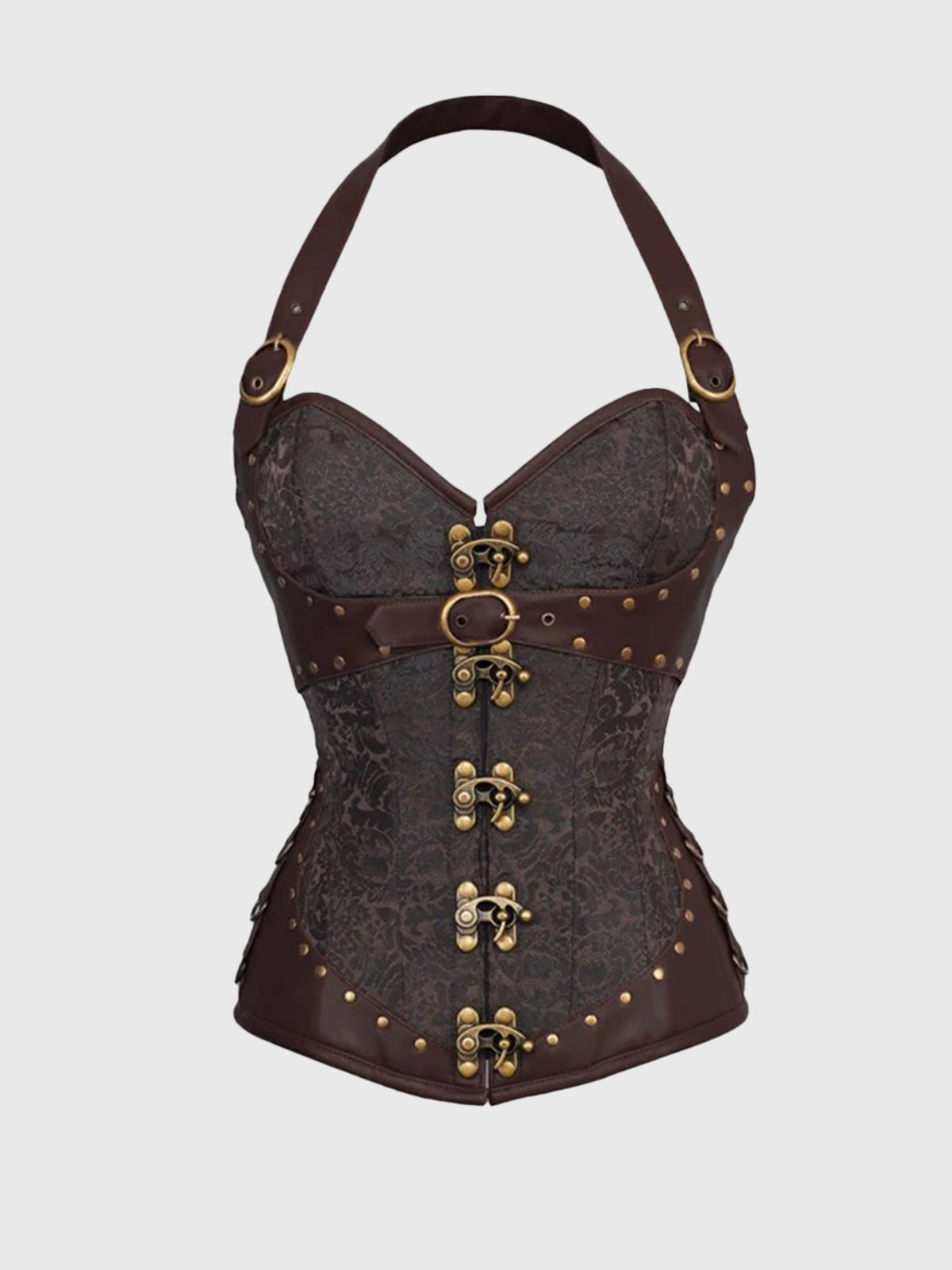 Brick Lane Halter Corset Top - Brown