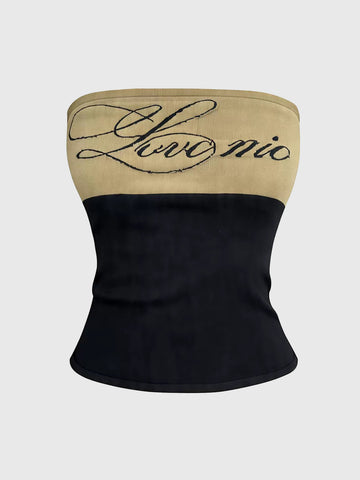 Brick Lane Skimming Letter Tube Top - Black