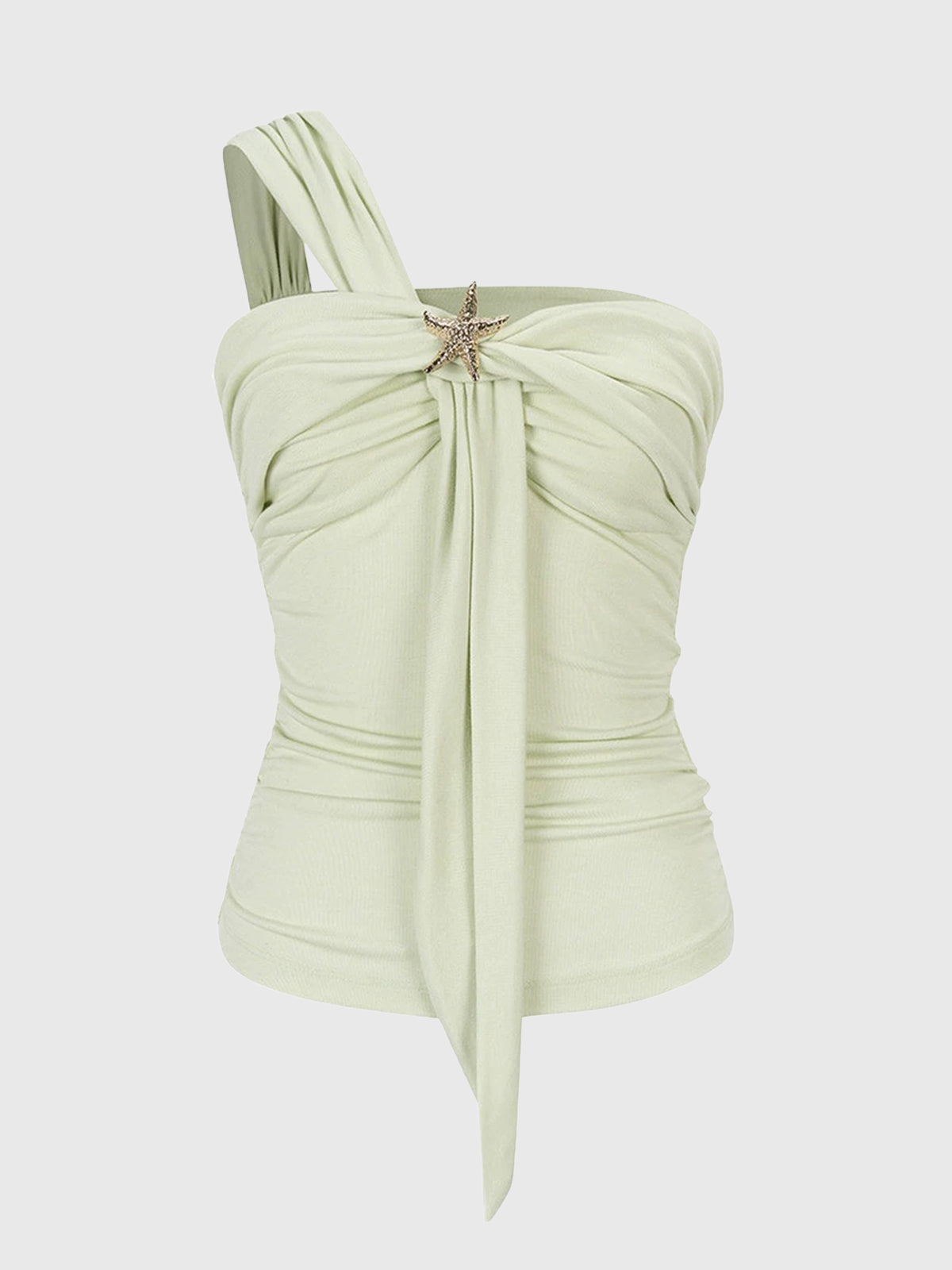 Brick Lane Skimming Star Asymmetric Top - Green