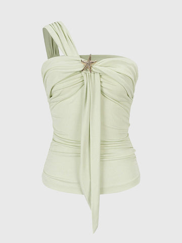 Brick Lane Skimming Star Asymmetric Top - Green