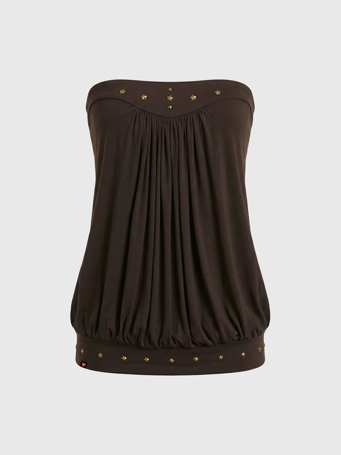 Brick Lane Draped Star Tube Top - Brown