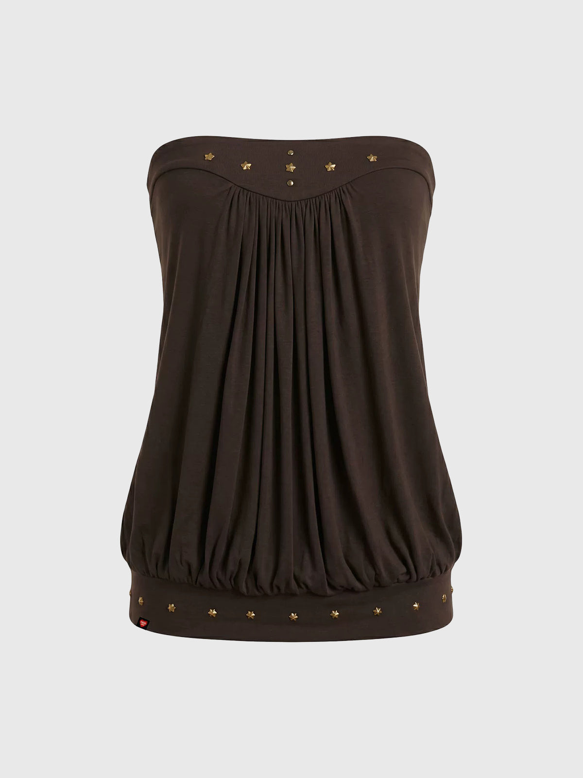 Brick Lane Draped Star Tube Top - Brown