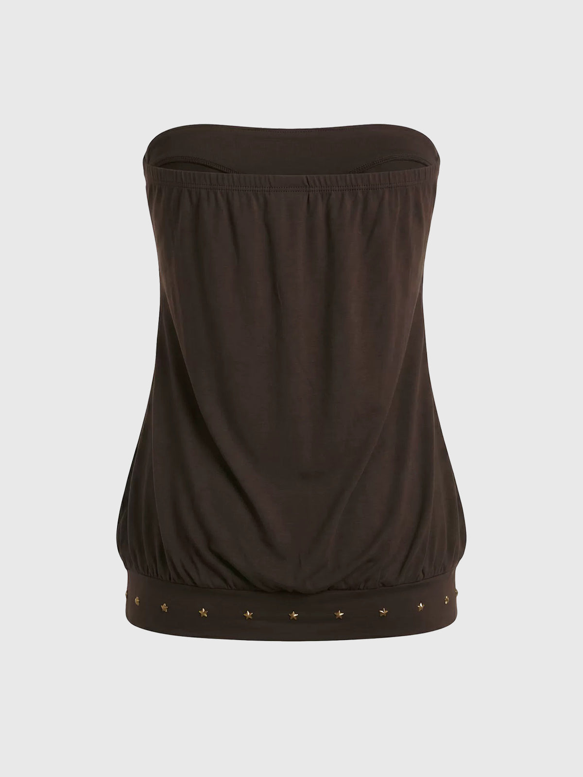 Brick Lane Draped Star Tube Top - Brown