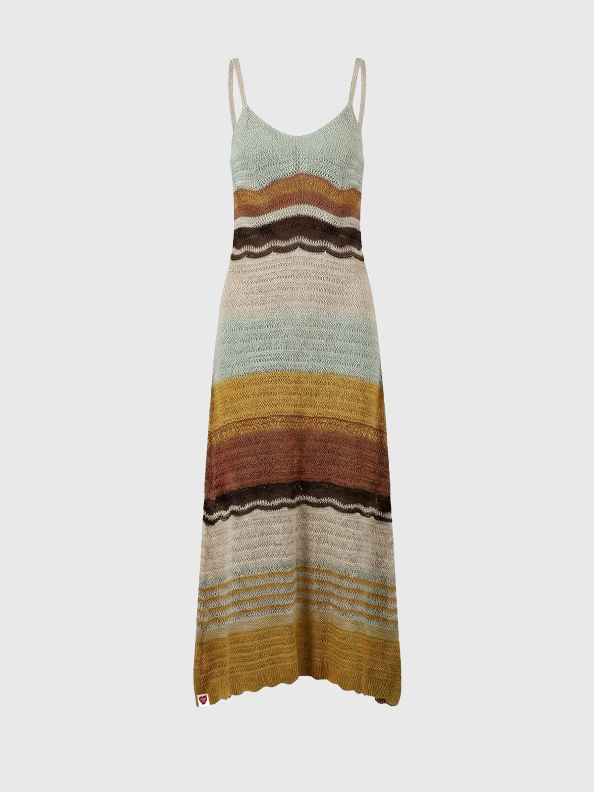 Brick Lane Draped Stripe Maxi Dress - Brown