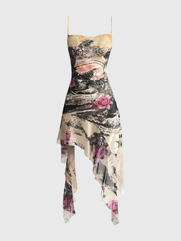 Brick Lane Skimming Flowers Dress - Multicolor