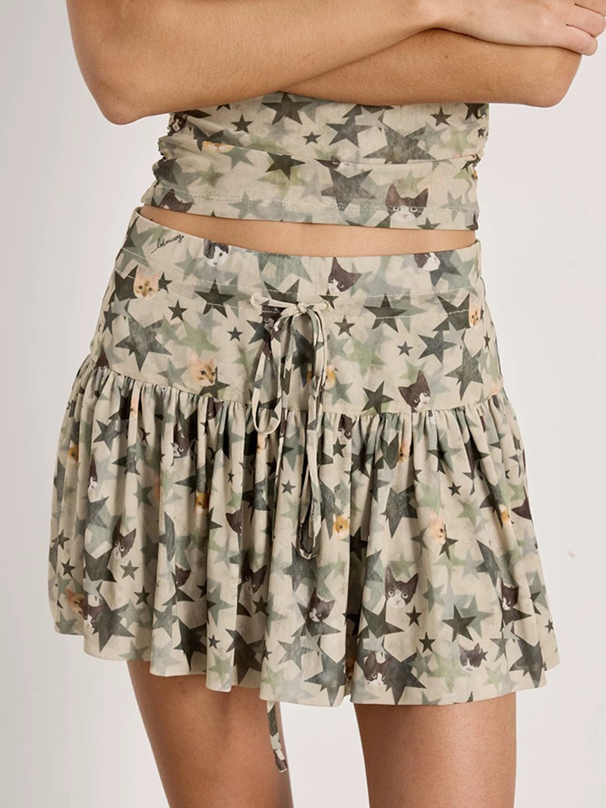 Brick Lane A-line Camouflage Skirt - Green