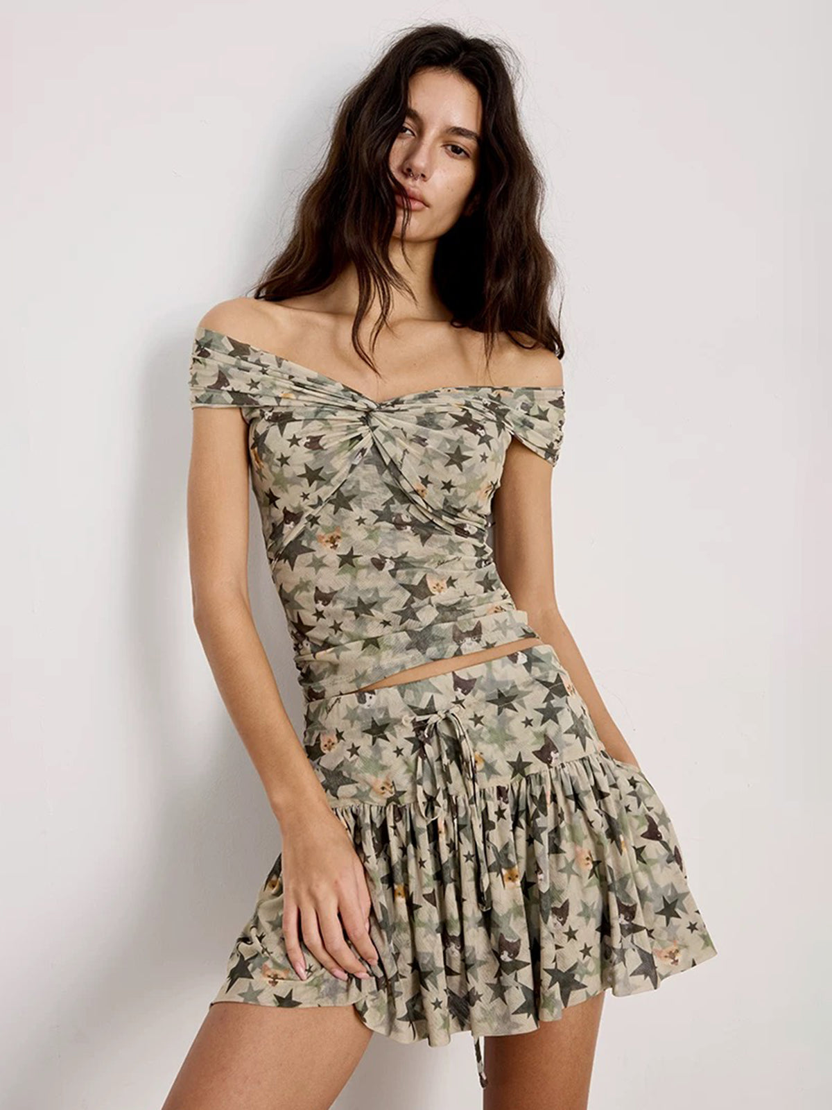 Brick Lane A-line Camouflage Skirt - Green