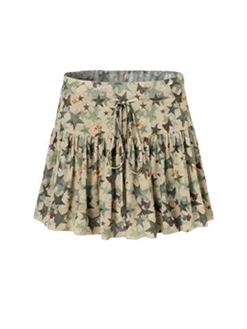 Brick Lane A-line Camouflage Skirt - Green