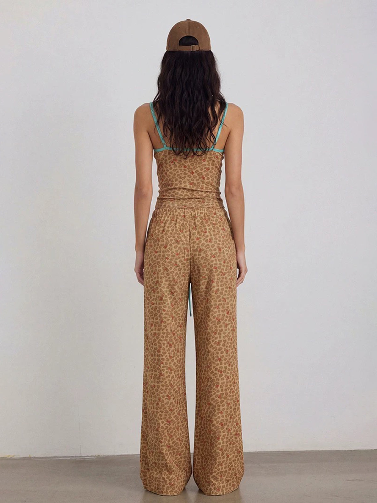 Brick Lane Wide-leg Contrast Leopard Pants - Brown