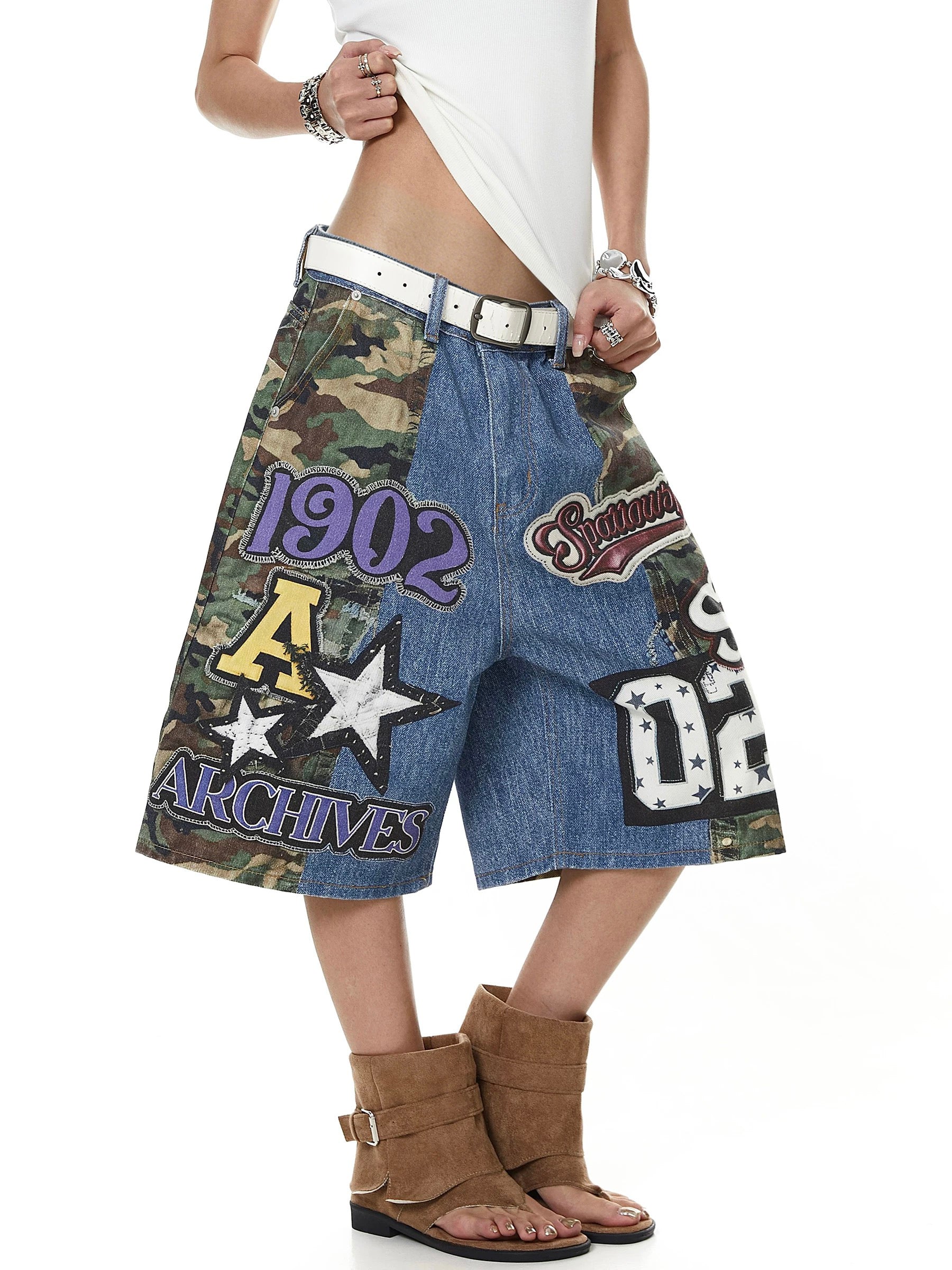 Brick Lane Wide-leg Camouflage Shorts - Multi