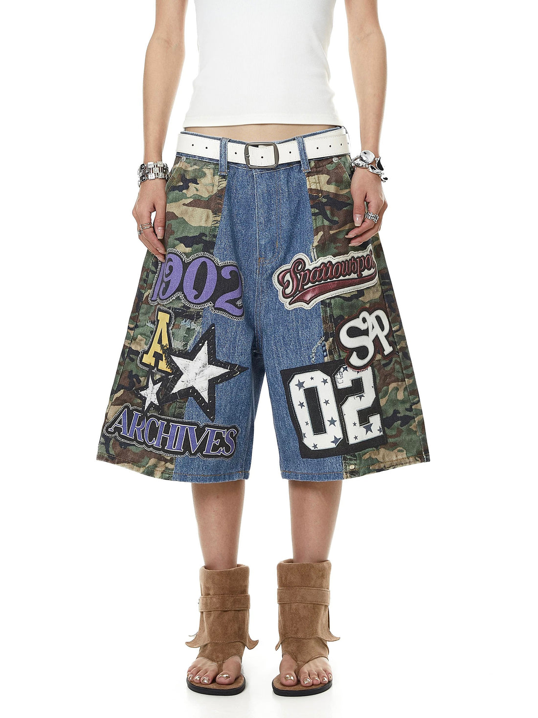 Brick Lane Wide-leg Camouflage Shorts - Multi