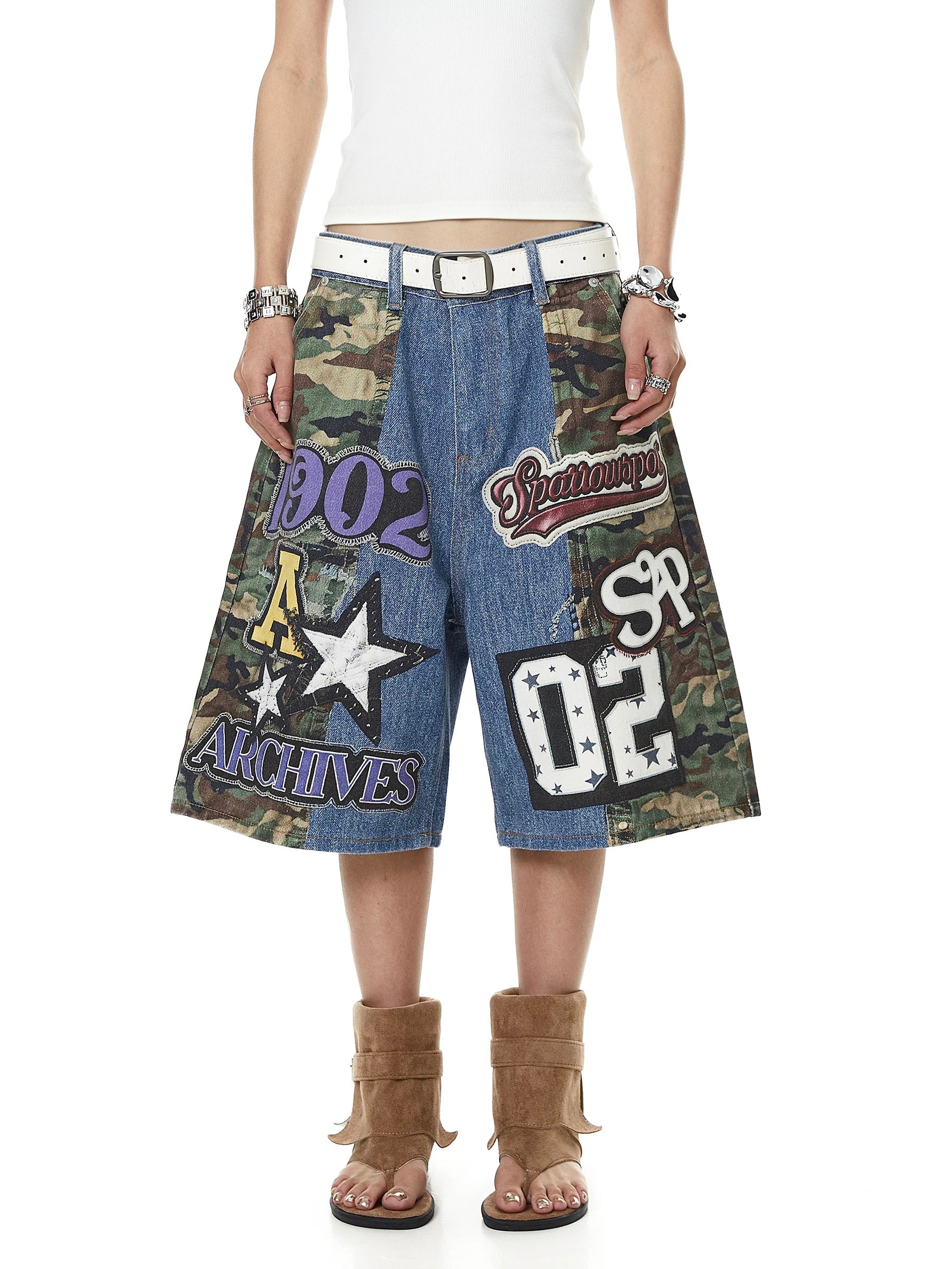 Brick Lane Wide-leg Camouflage Shorts - Multi