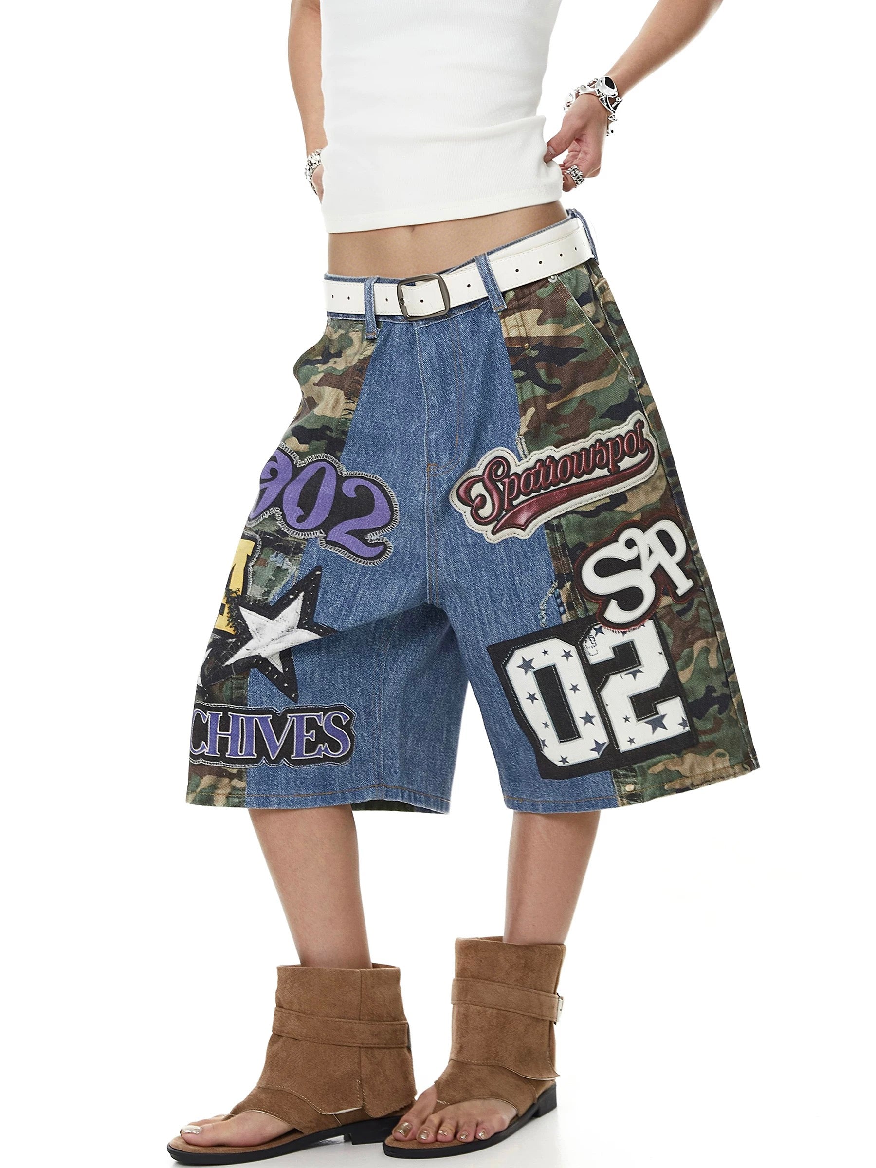 Brick Lane Wide-leg Camouflage Shorts - Multi