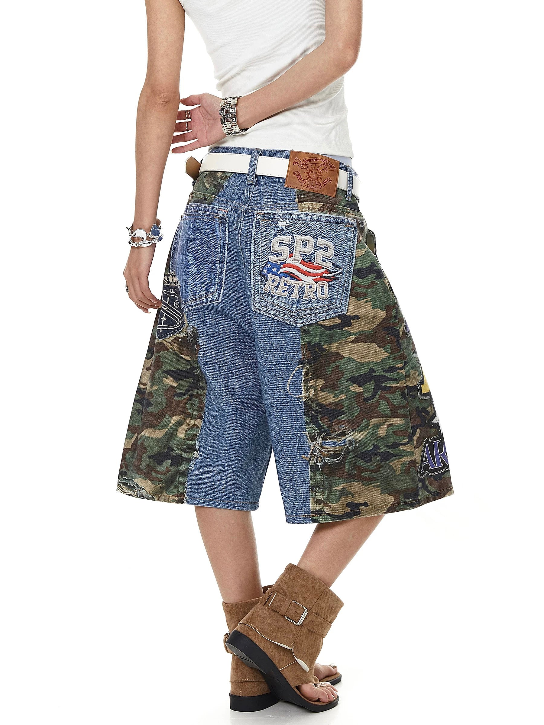 Brick Lane Wide-leg Camouflage Shorts - Multi