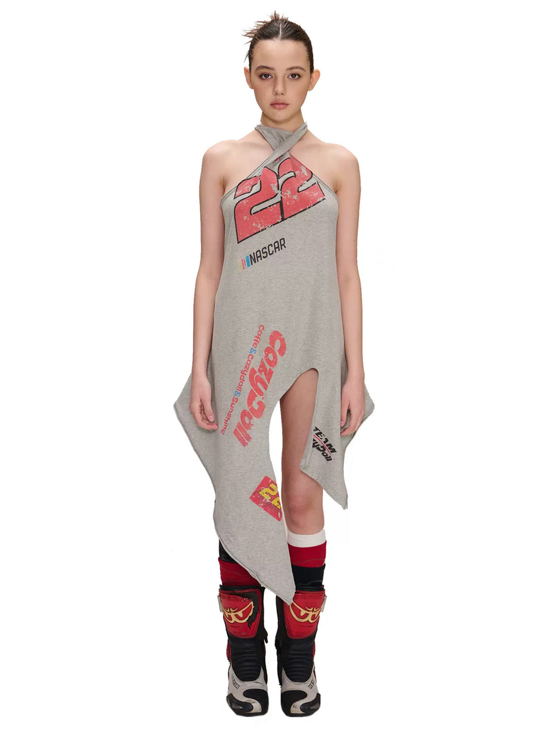 Brick Lane Halter Print Top - Grey