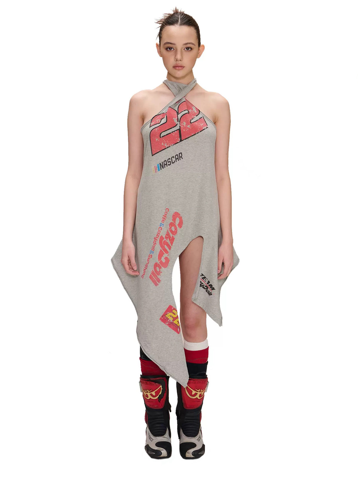 Brick Lane Halter Print Top - Grey