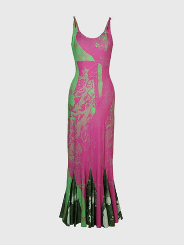 Brick Lane Skimming Print Maxi Dress - Pink