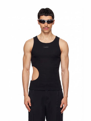 Co-ed Dorm Skimming Cut Out Tank Top - Black