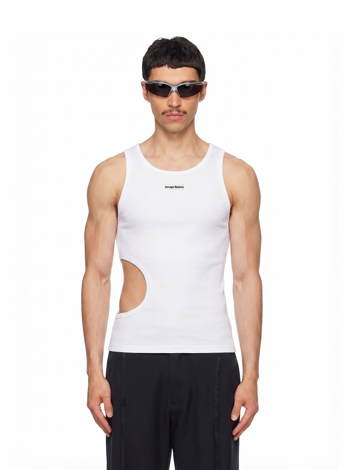 Co-ed Dorm Skimming Cut Out Tank Top - White
