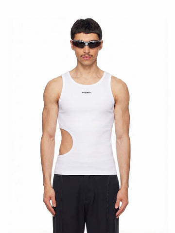 Co-ed Dorm Skimming Cut Out Tank Top - White