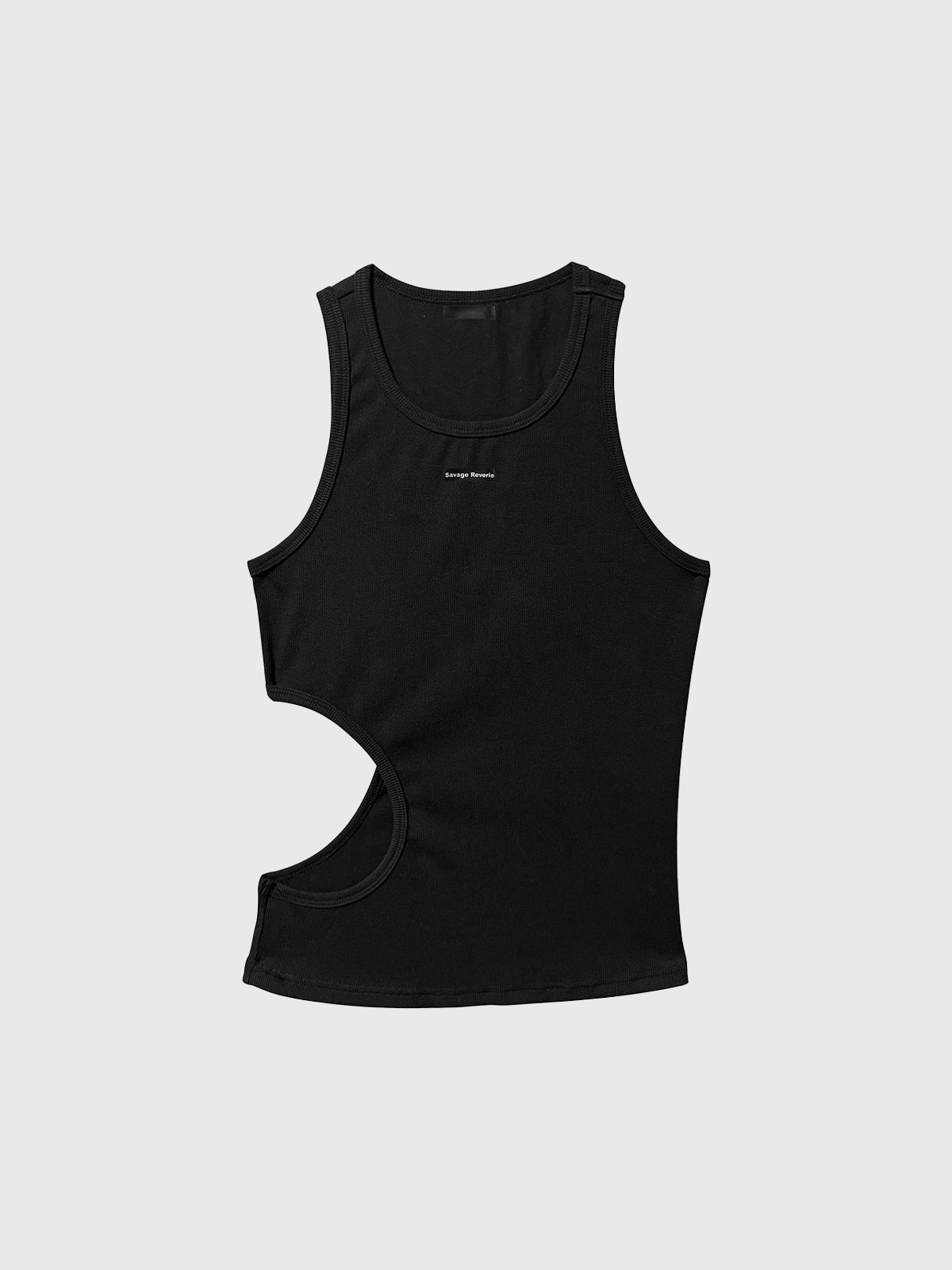 Co-ed Dorm Skimming Cut Out Tank Top - Black
