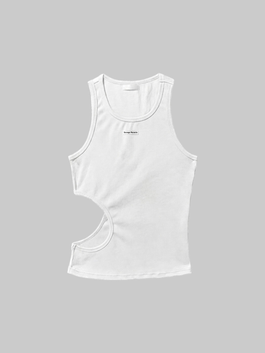 Co-ed Dorm Skimming Cut Out Tank Top - White