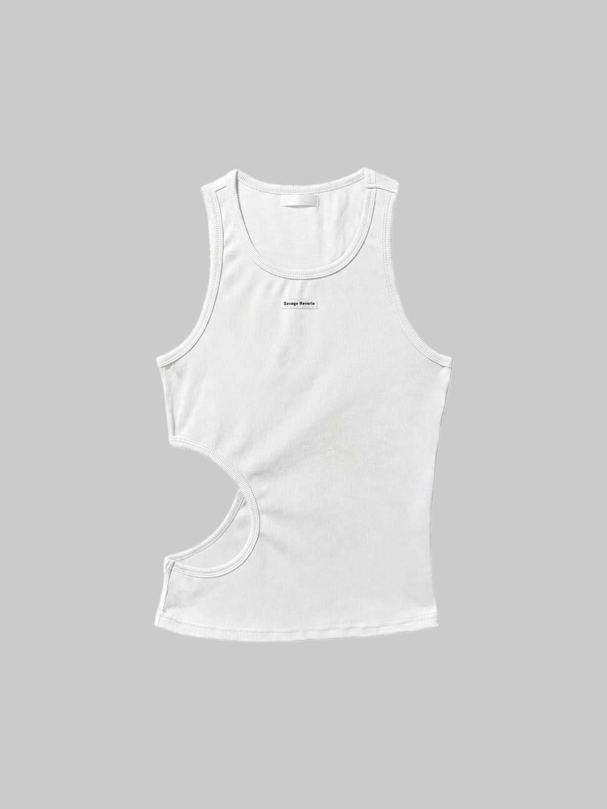 Co-ed Dorm Skimming Cut Out Tank Top - White