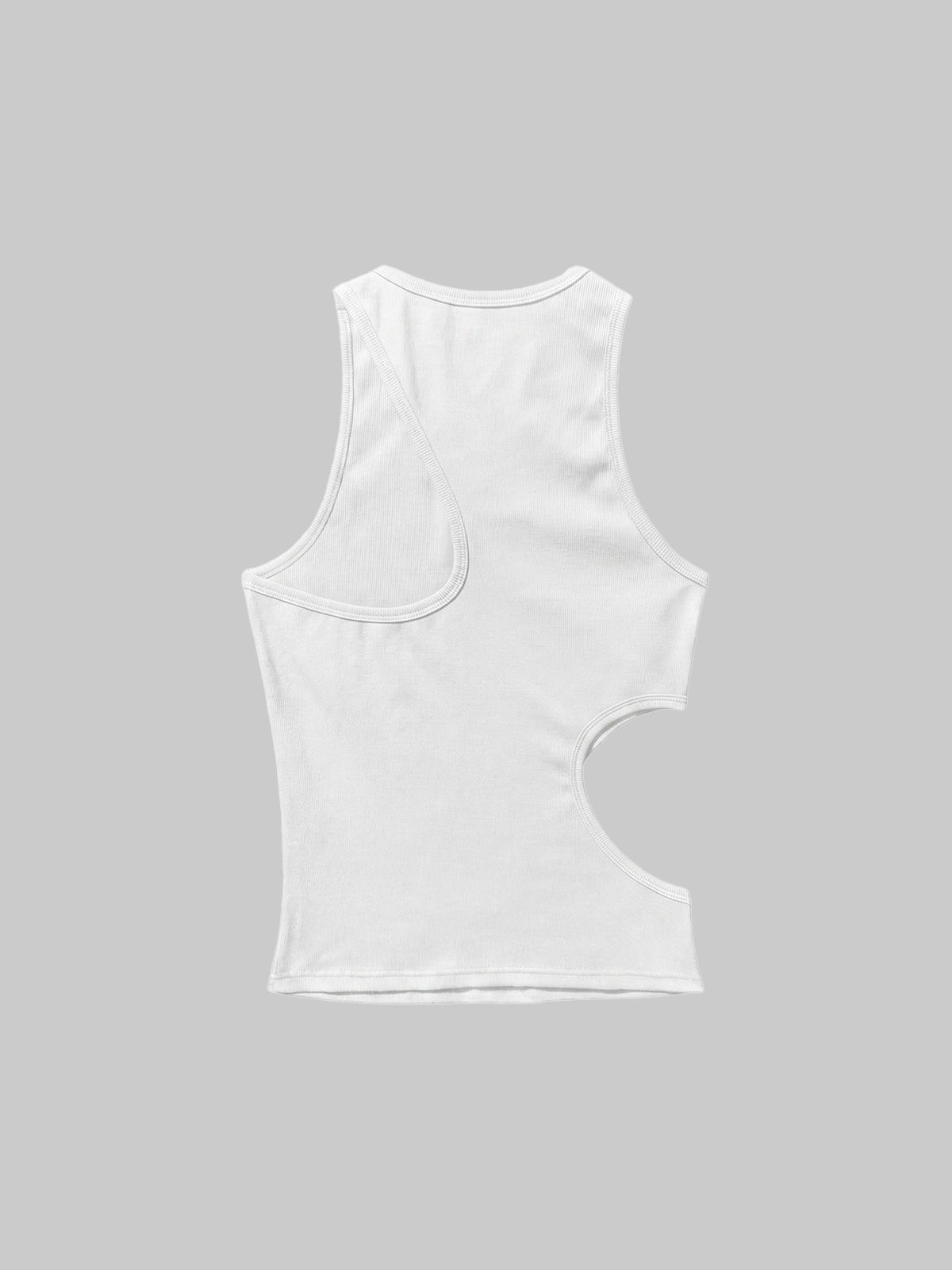 Co-ed Dorm Skimming Cut Out Tank Top - White