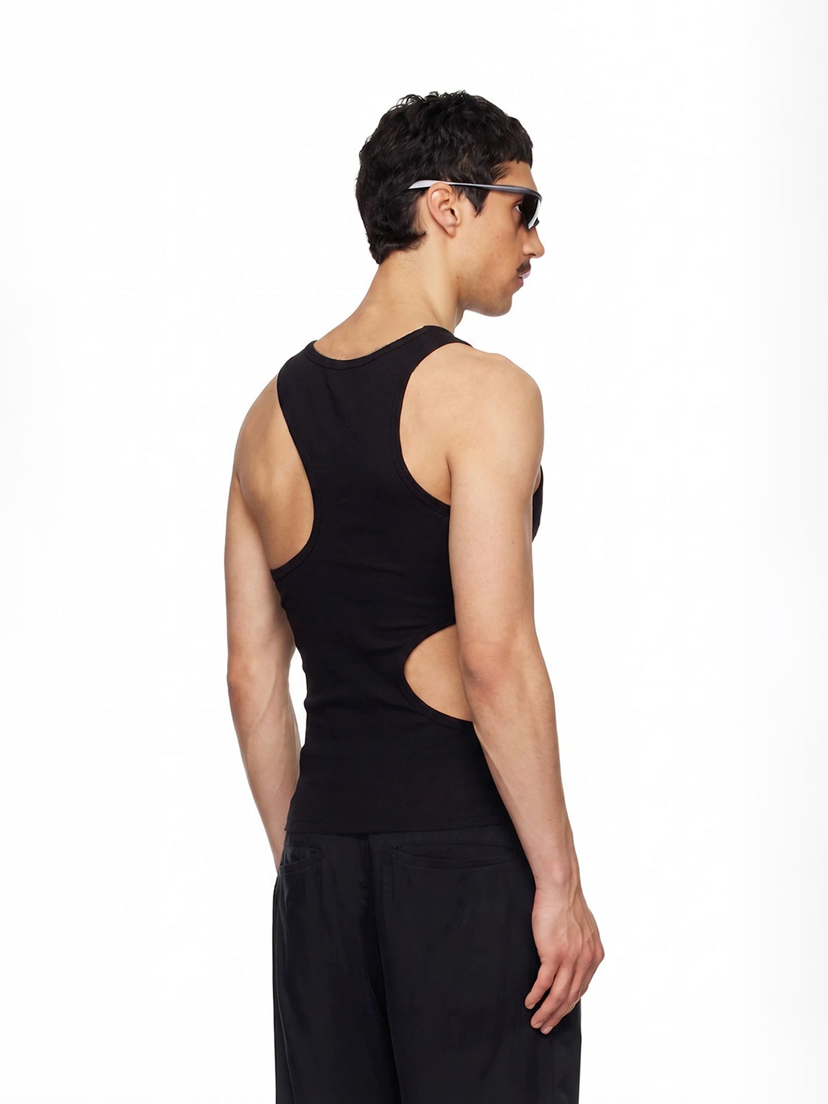 Co-ed Dorm Skimming Cut Out Tank Top - Black