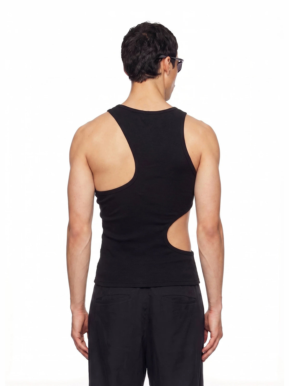 Co-ed Dorm Skimming Cut Out Tank Top - Black
