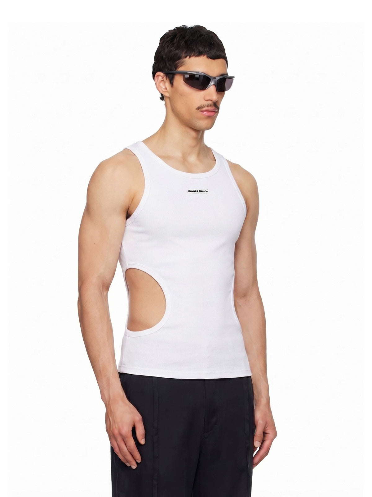 Co-ed Dorm Skimming Cut Out Tank Top - White