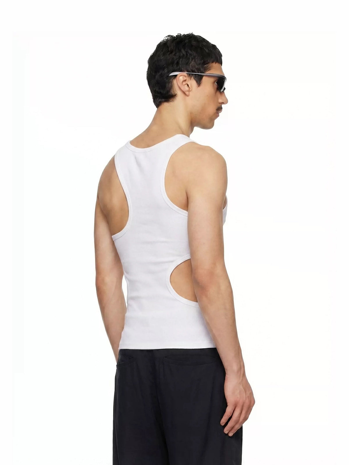 Co-ed Dorm Skimming Cut Out Tank Top - White