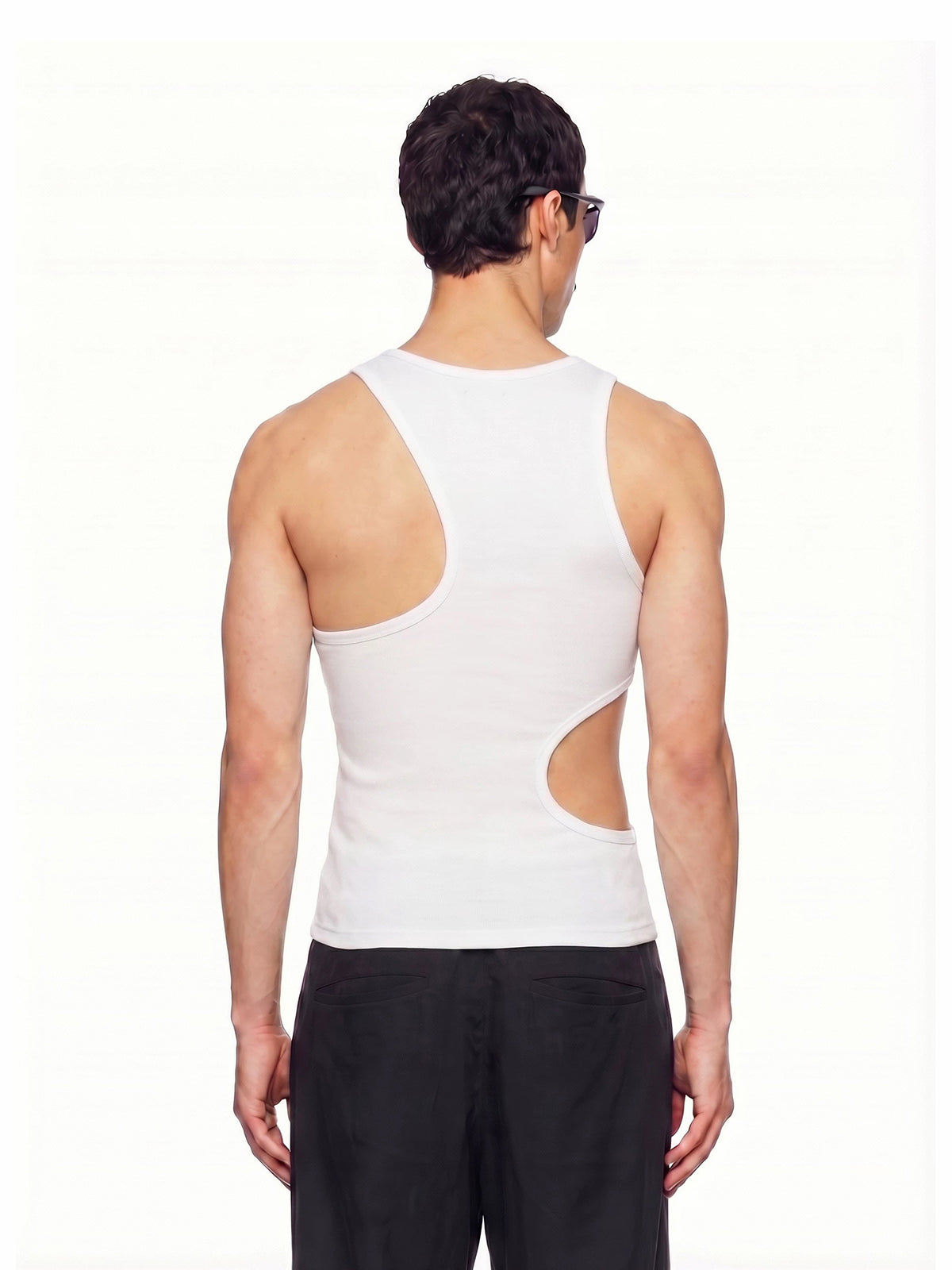 Co-ed Dorm Skimming Cut Out Tank Top - White