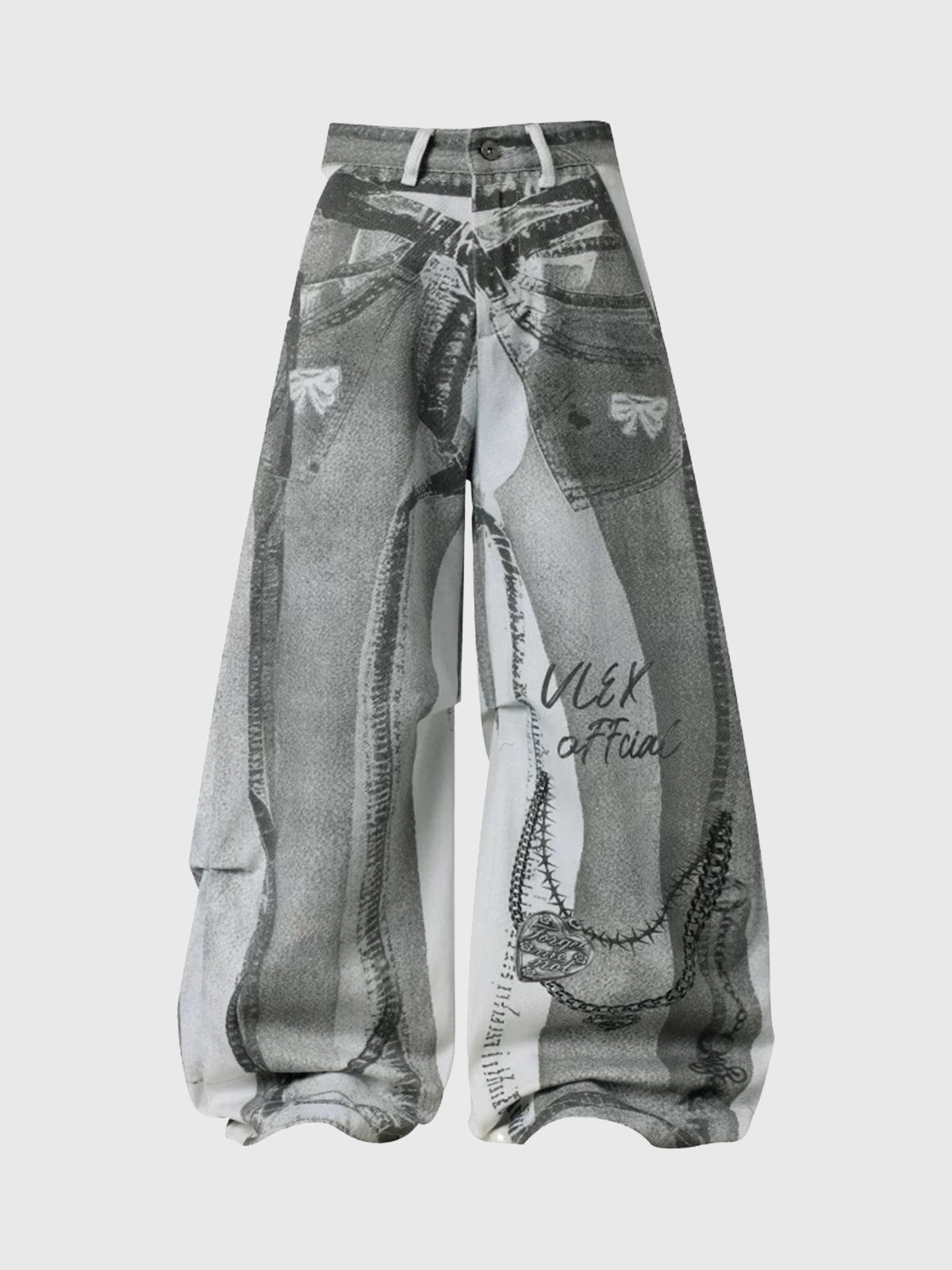 Brick Lane Wide-leg Print Pants - Grey