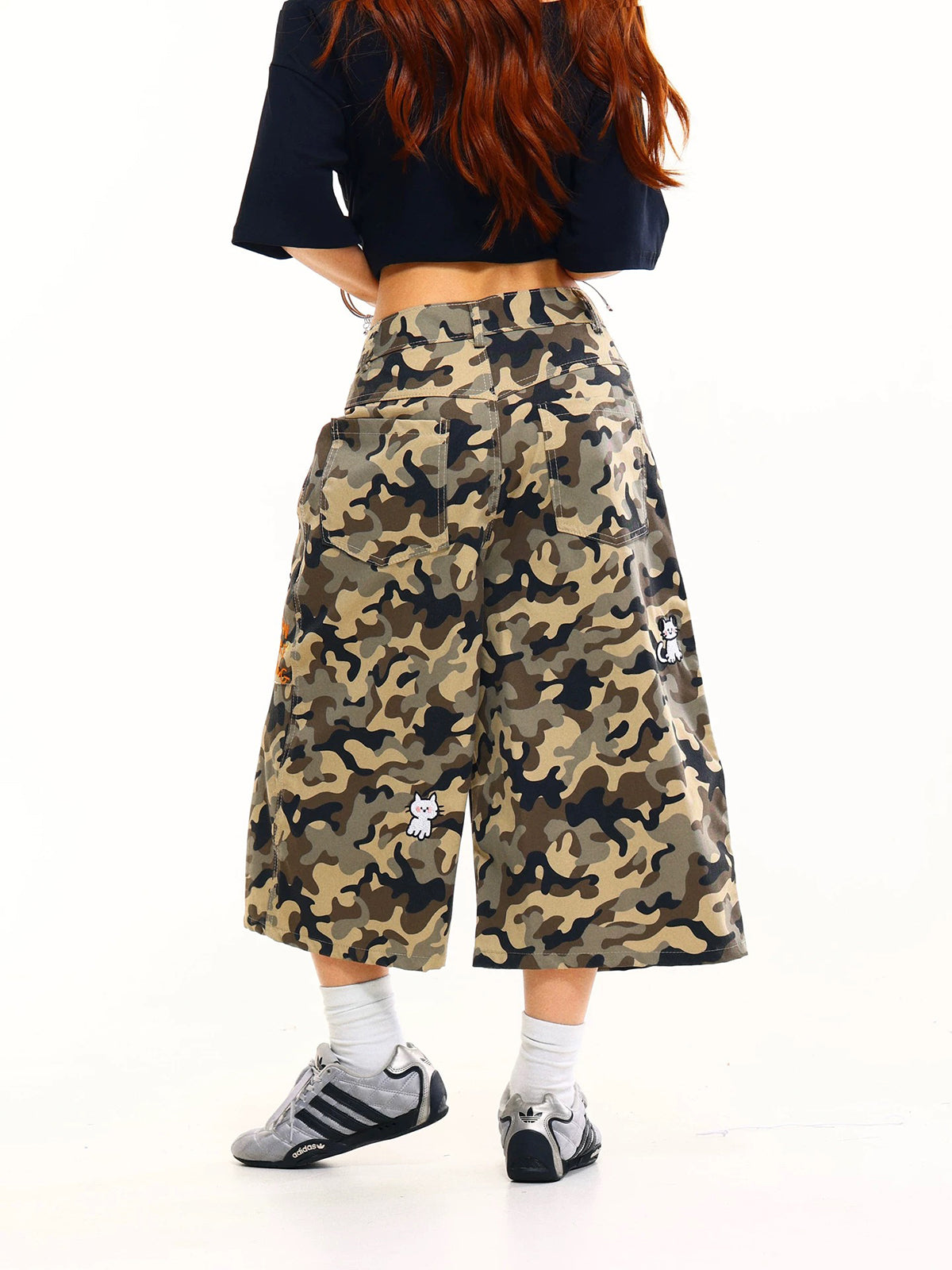 Brick Lane Wide-leg Camouflage Shorts - Green