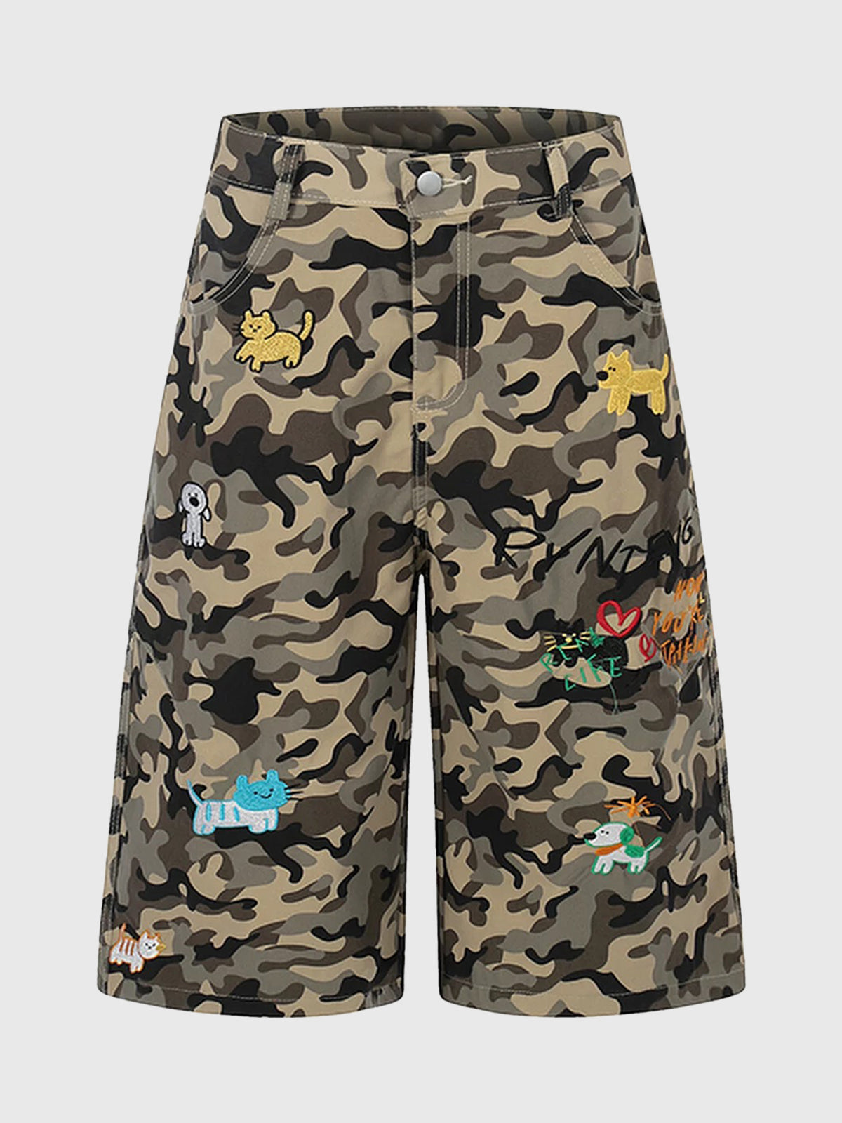 Brick Lane Wide-leg Camouflage Shorts - Green