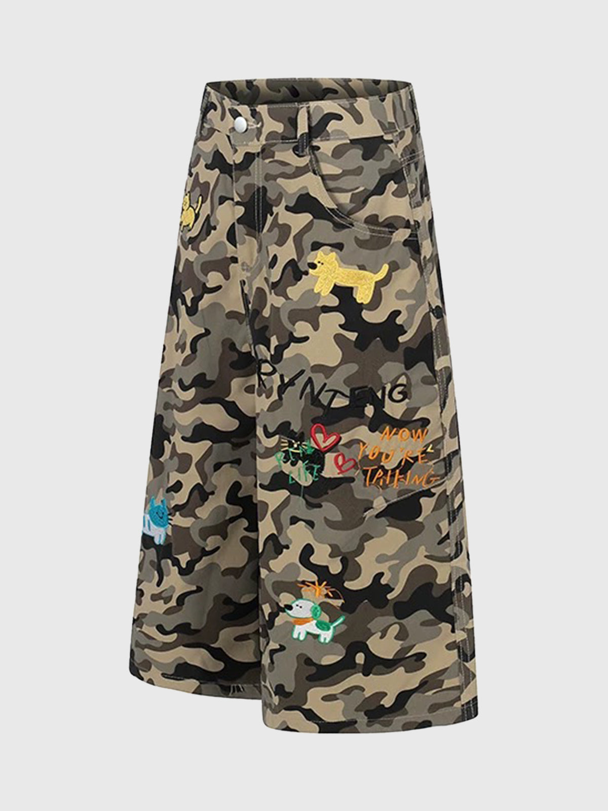 Brick Lane Wide-leg Camouflage Shorts - Green