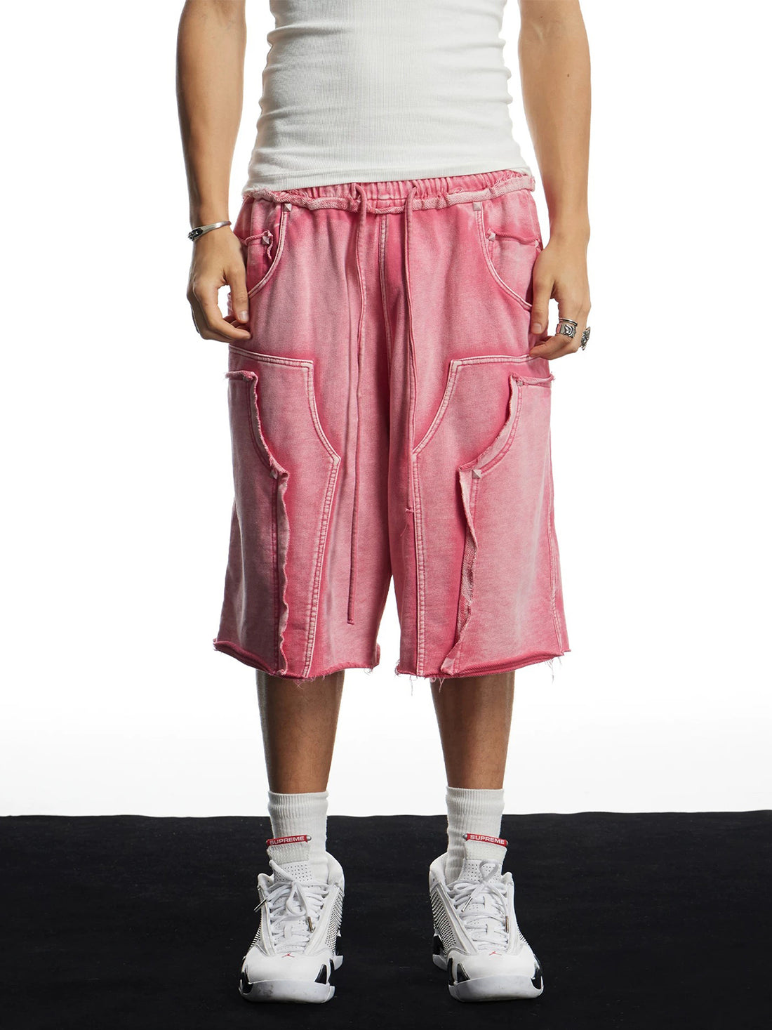 Brick Lane Wide-leg Drawstring Shorts - Pink