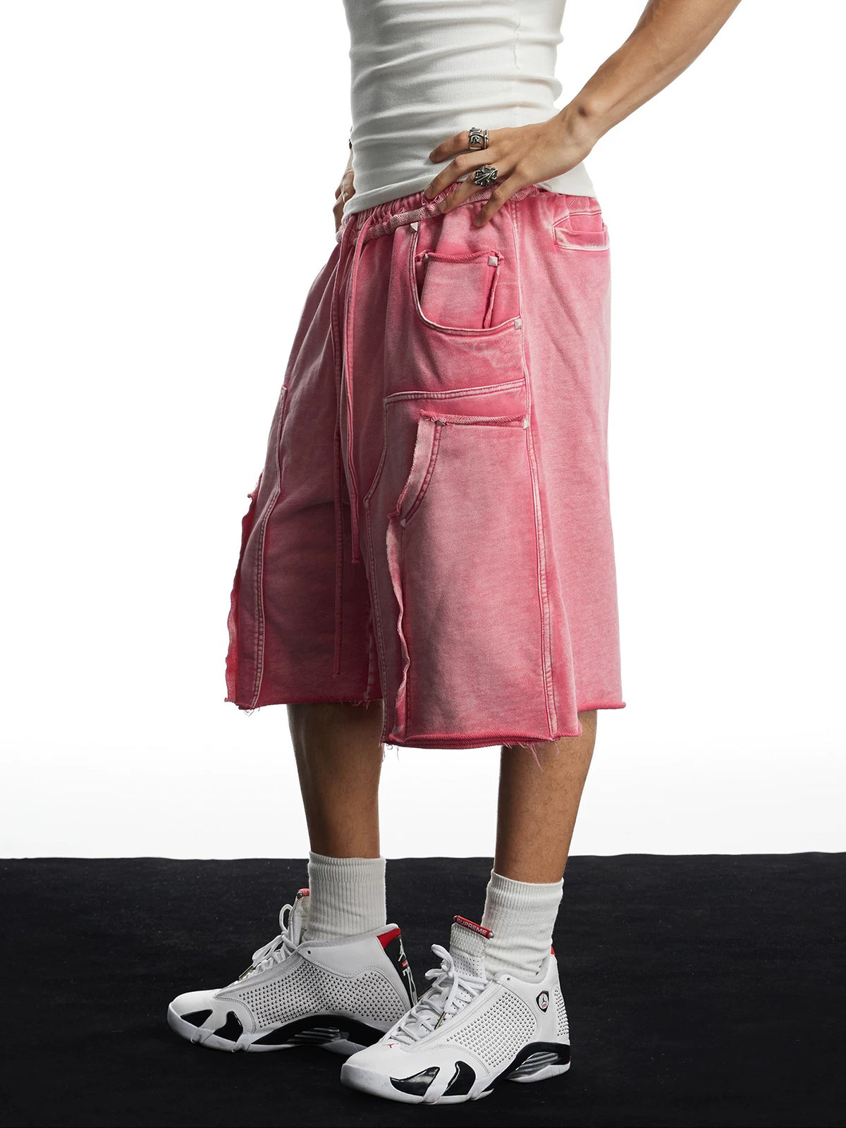 Brick Lane Wide-leg Drawstring Shorts - Pink
