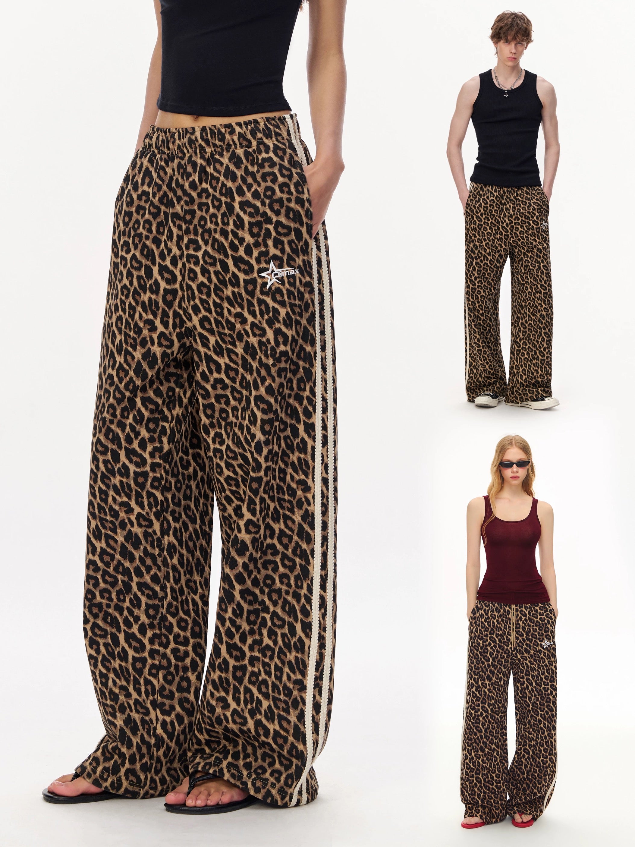 Brick Lane Wide-leg Leopard Print Festival Pants - Brown